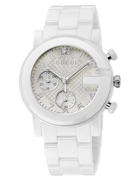 gucci womens white transparent watch|white Gucci watch men's.